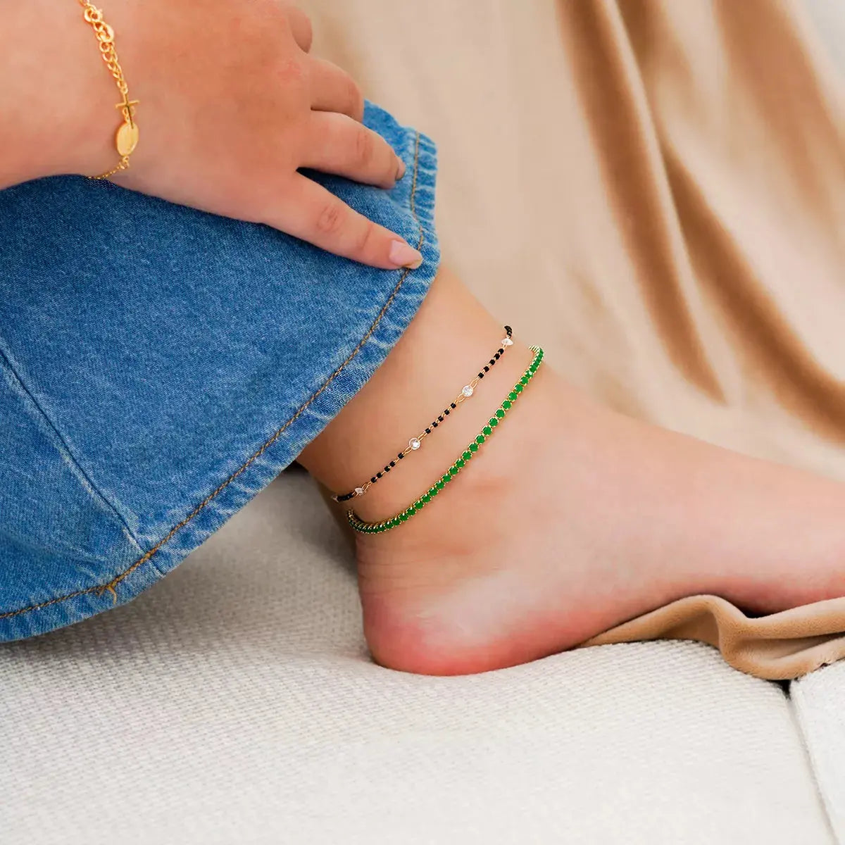 TOBILLERAS ORO LAMINADO 18K