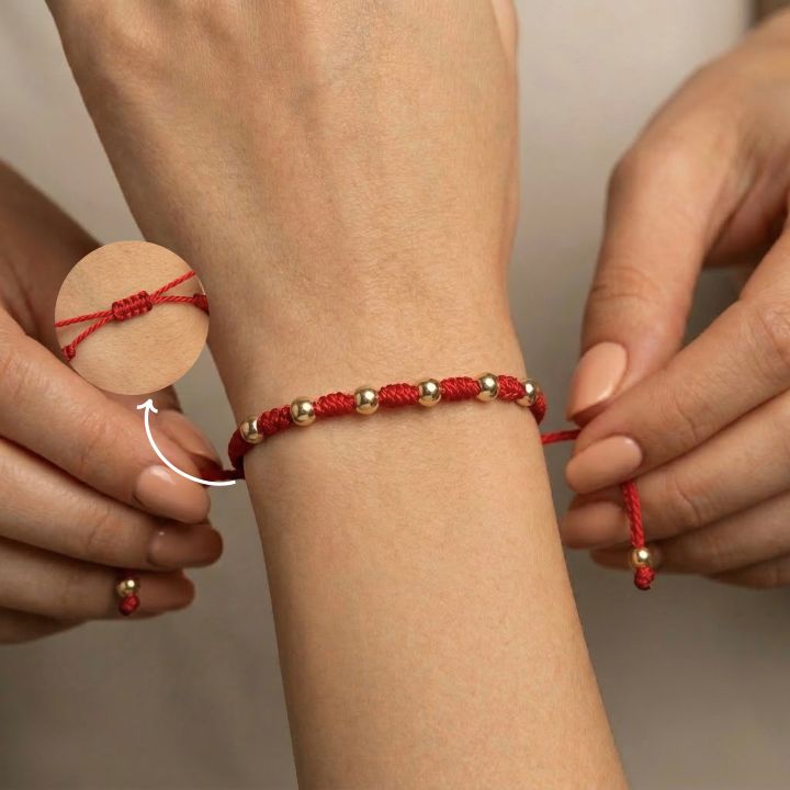 Pulsera protección 7 Nudos Oro Laminado 18K ✨