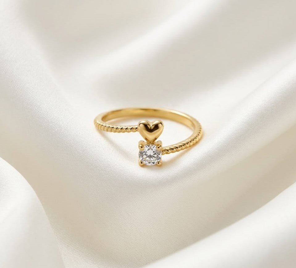 ANILLO CORAZON Y ZIRCON TALLA 8