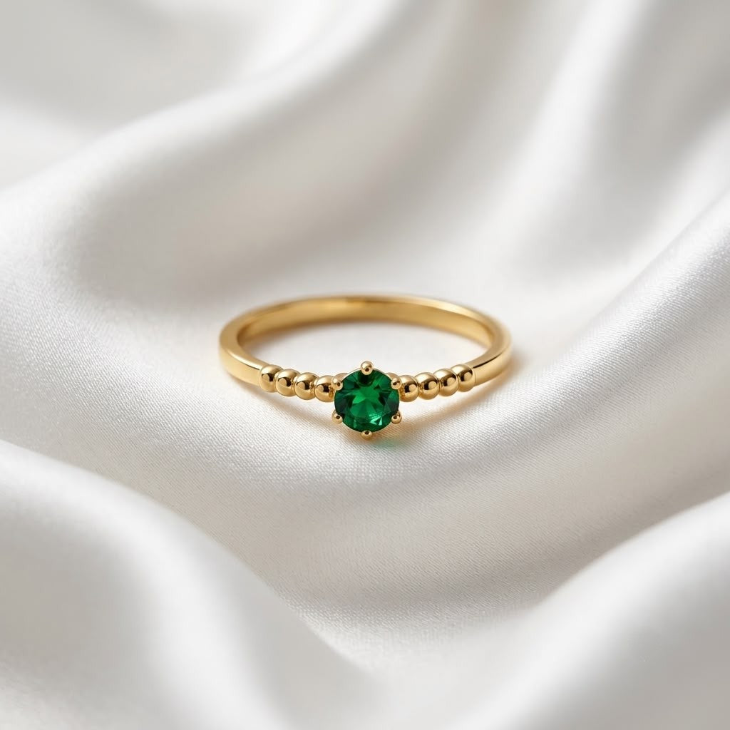 ANILLO ZIRCON VERDE TALLA 8