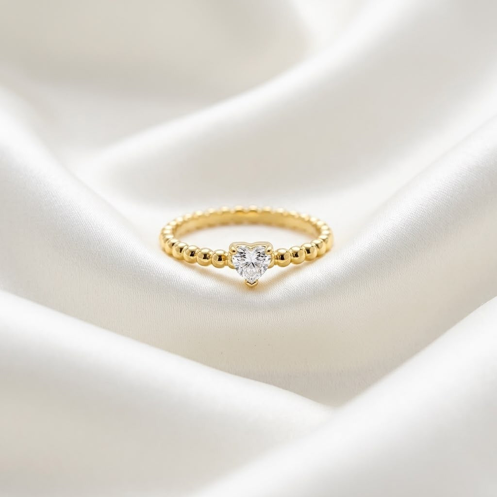ANILLO CORAZON ZIRCON CON BALIN TALLA 8
