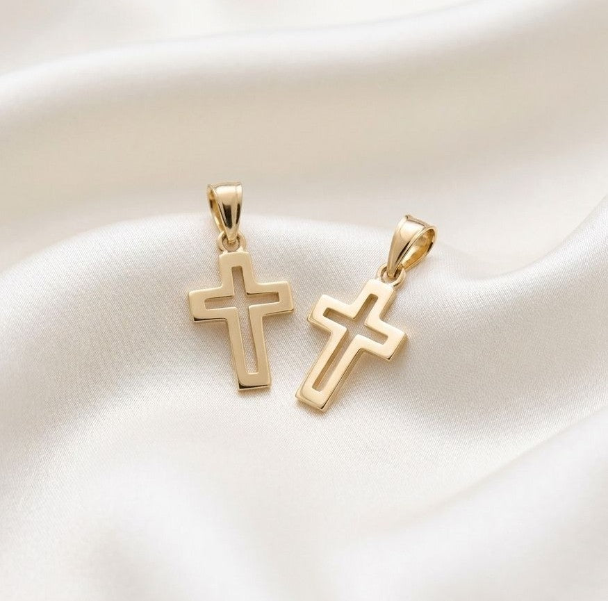 DIJE CRUZ SILUETA MINI oro laminado 18k cali