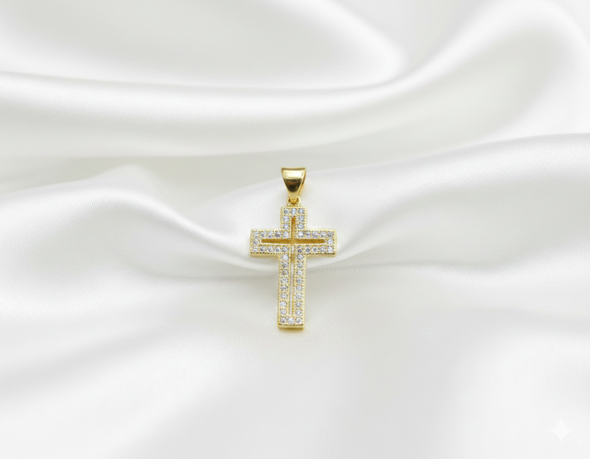 DIJE CRUZ CON CIRCONES 1.8CM