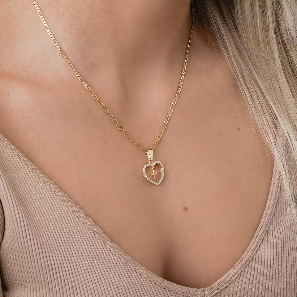 DIJE CORAZON CON CRUZ EN INTERIOR-DIJES-JOYERIA D'ORÉ-ORO LAMINADO 18K CALI