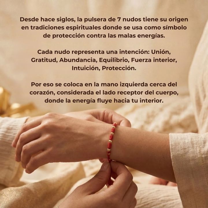 Pulsera protección 7 Nudos Oro Laminado 18K ✨