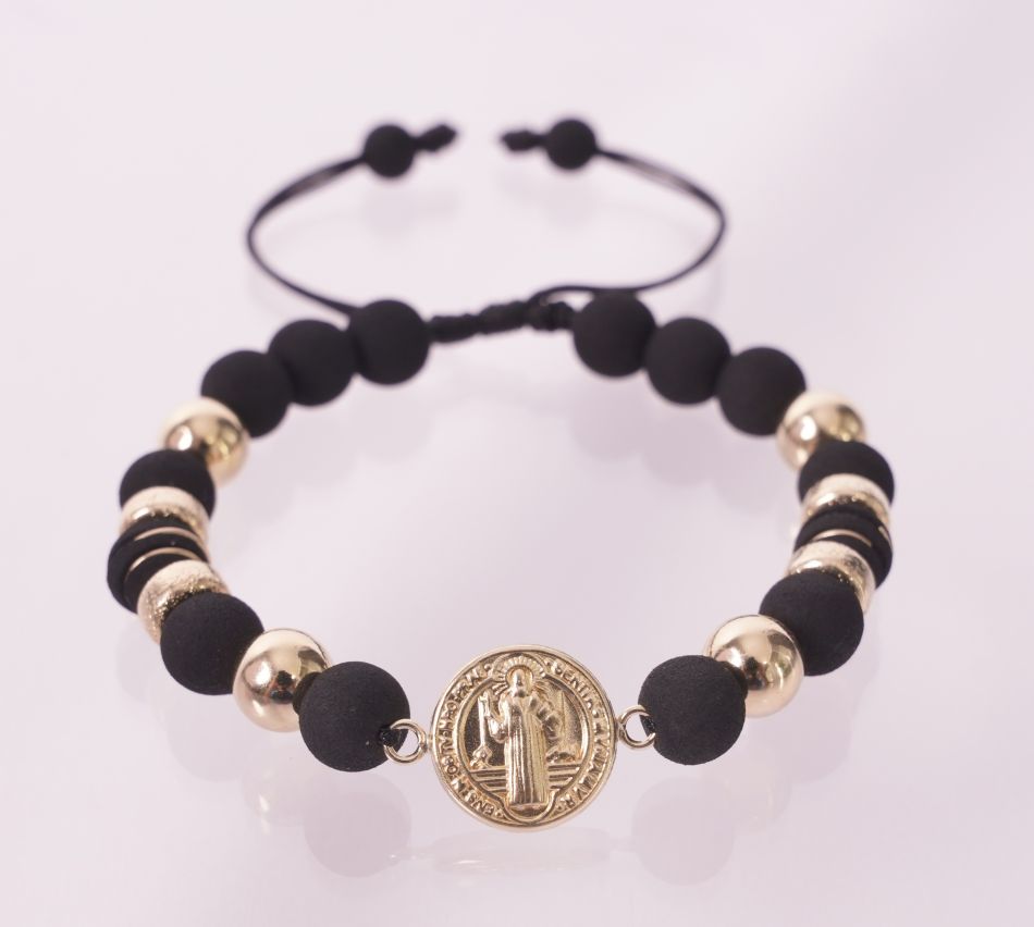 PULSERA SAN BENITO 4 BALINES 7MM-PULSERAS TEJIDAS-JOYERIA D'ORÉ-ORO LAMINADO 18K CALI