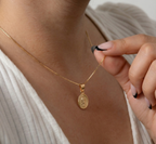 SET VENECIANA CADENA 40CM 0.8MM + DIJE VIRGEN GUADALUPE MINI 0.8CM JOYERIA D'ORÉ