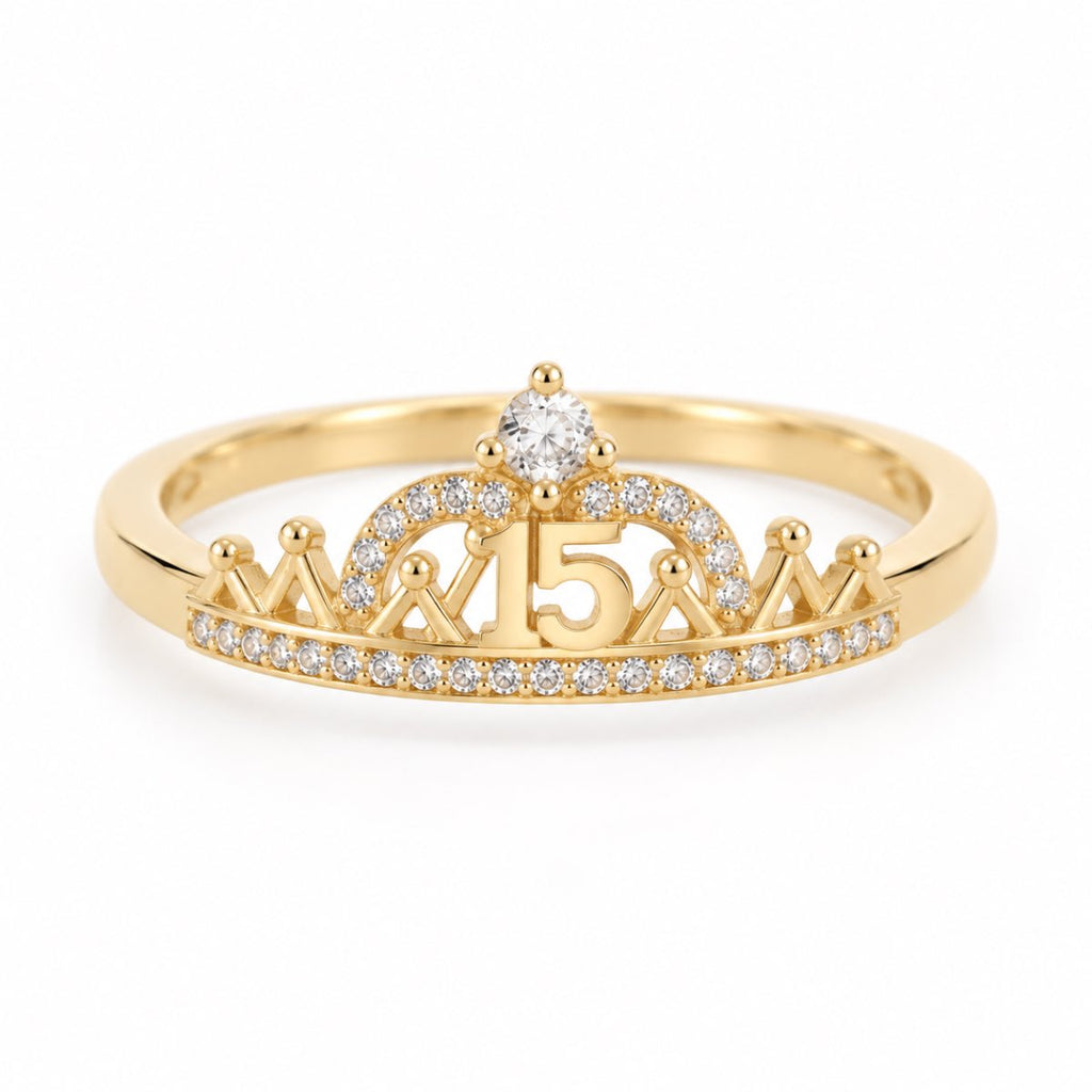 ANILLO 15 AÑOS CON ZIRCON oro laminado 18k cali 2