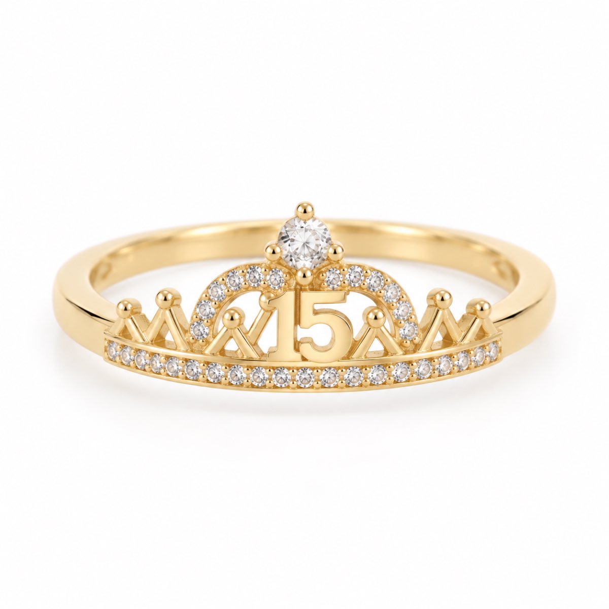 ANILLO 15 AÑOS CON ZIRCON oro laminado 18k cali 2
