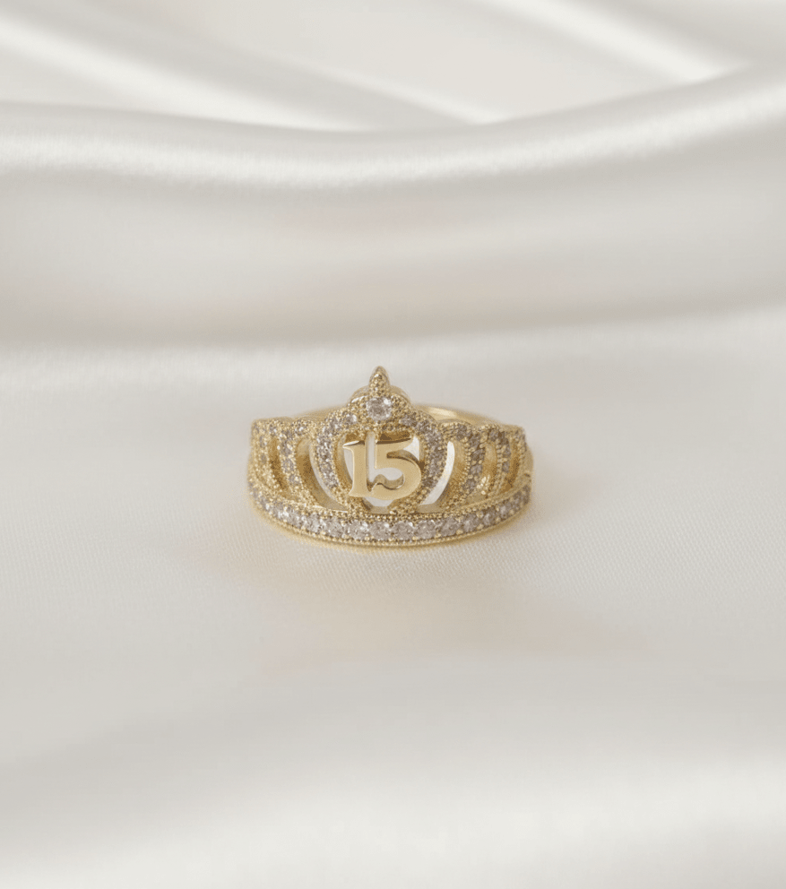 ANILLO 15 AÑOS ZIRCON PEQUEÑO TALLA 7-ANILLO MUJER-JOYERIA D'ORÉ-ORO LAMINADO 18K CALI