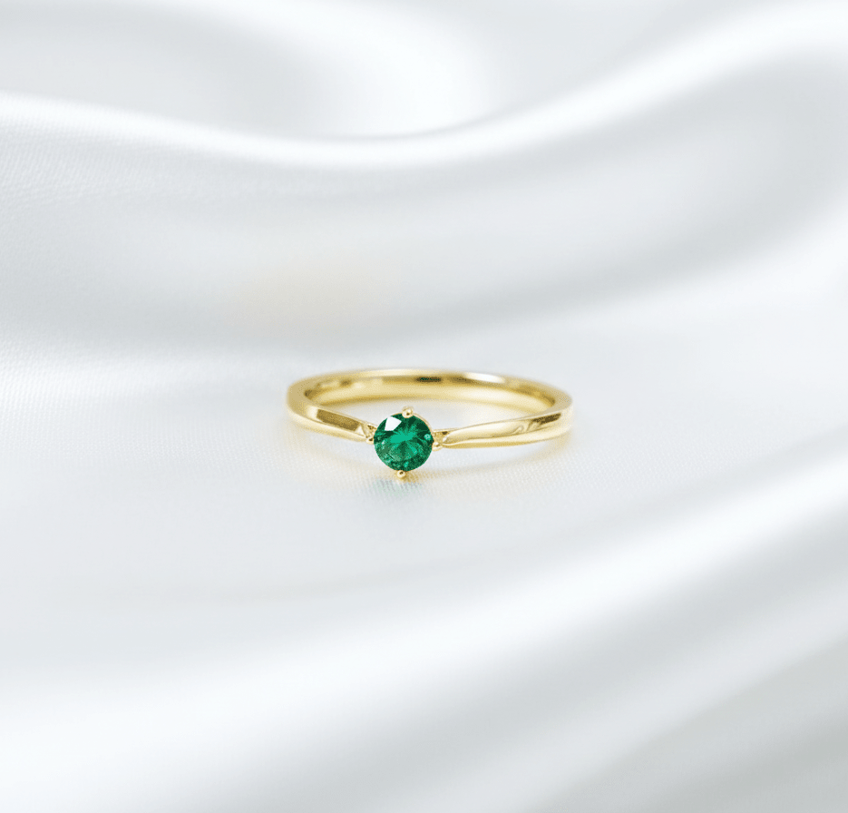 ANILLO 4 PUNTAS ZIRCON VERDE TALLA 8-ANILLO MUJER-JOYERIA D'ORÉ-ORO LAMINADO 18K CALI