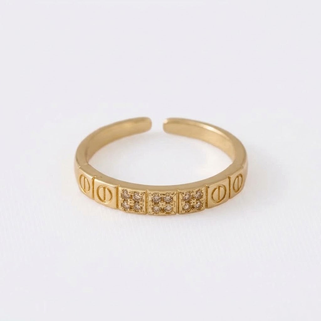 ANILLO AJUSTABLE LUXE SHINE oro laminado 18k cali 2