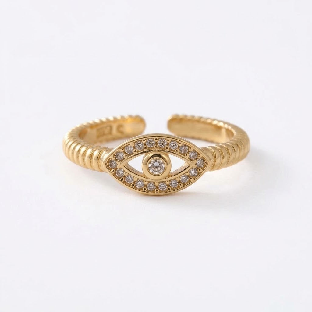 ANILLO AJUSTABLE OJO TURCO oro laminado 18k cali 2