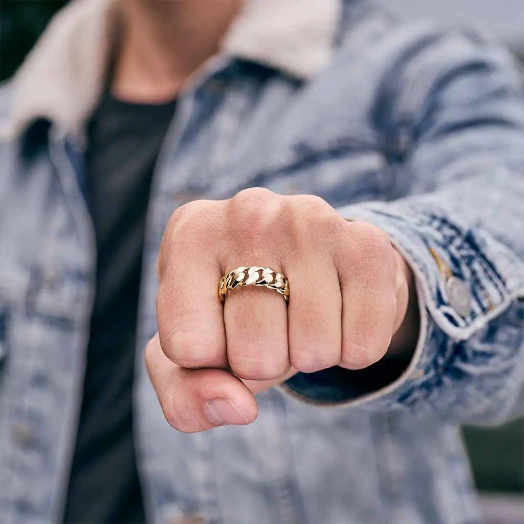 ANILLO CUBANO-ANILLO HOMBRE-JOYERIA D'ORÉ-ORO LAMINADO 18K CALI