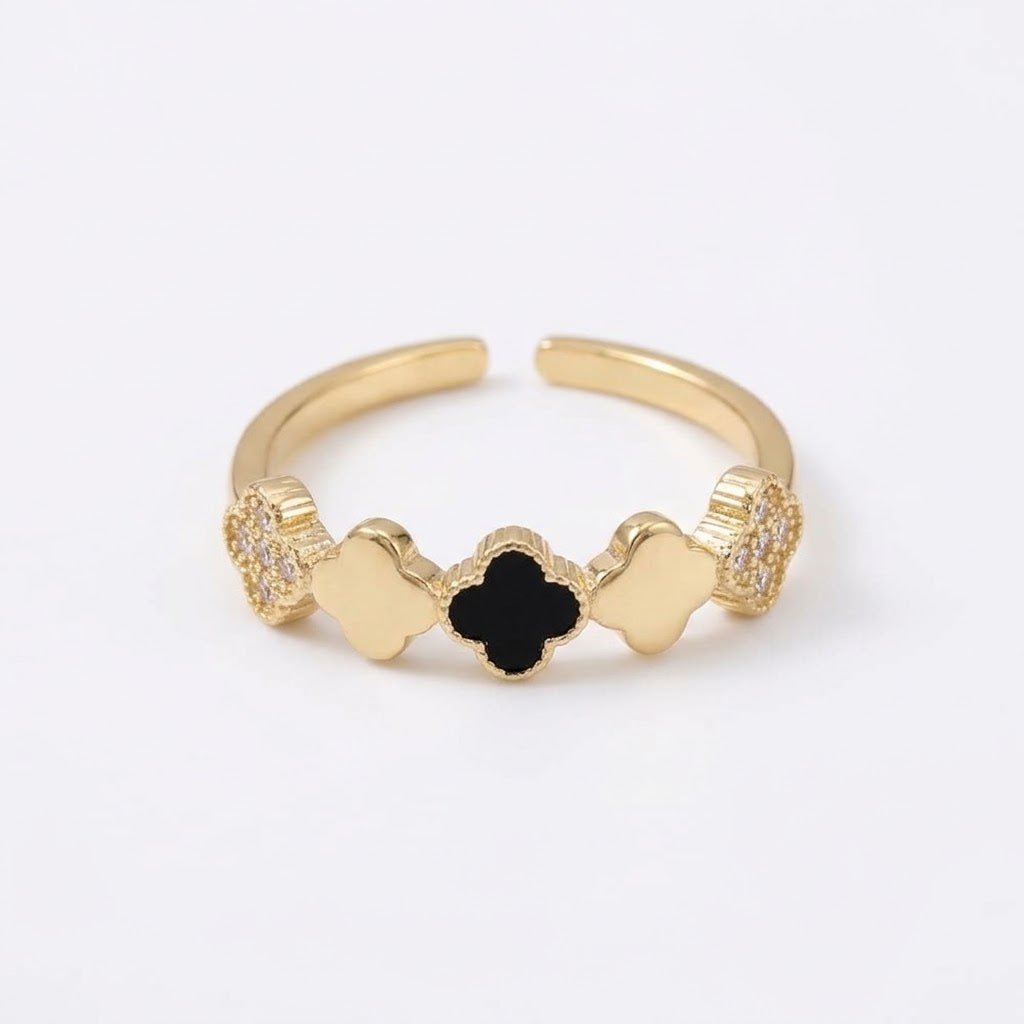 ANILLO DUALITY CLOVER AJUSTABLE oro laminado 18k cali