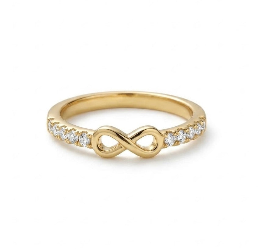 ANILLO INFINITO CON ZIRCON TALLA 8 oro laminado 18k cali