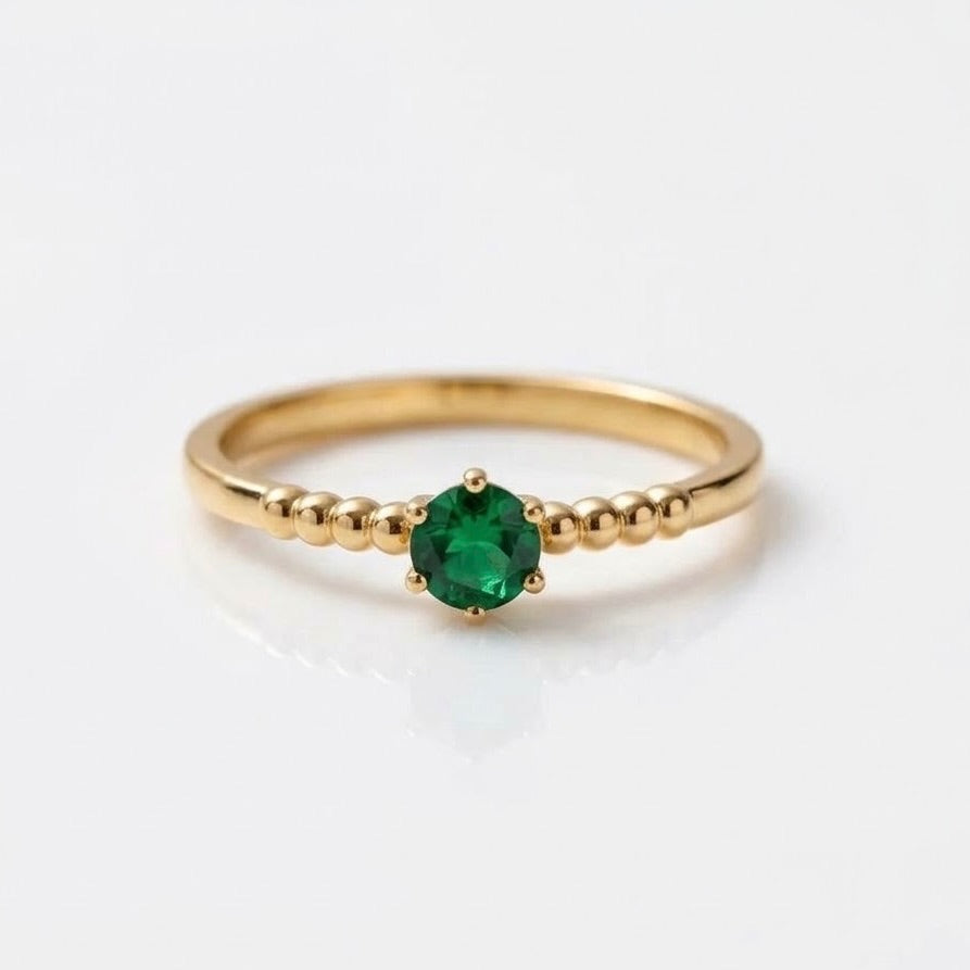 ANILLO ZIRCON VERDE TALLA 8 oro laminado 18k cali