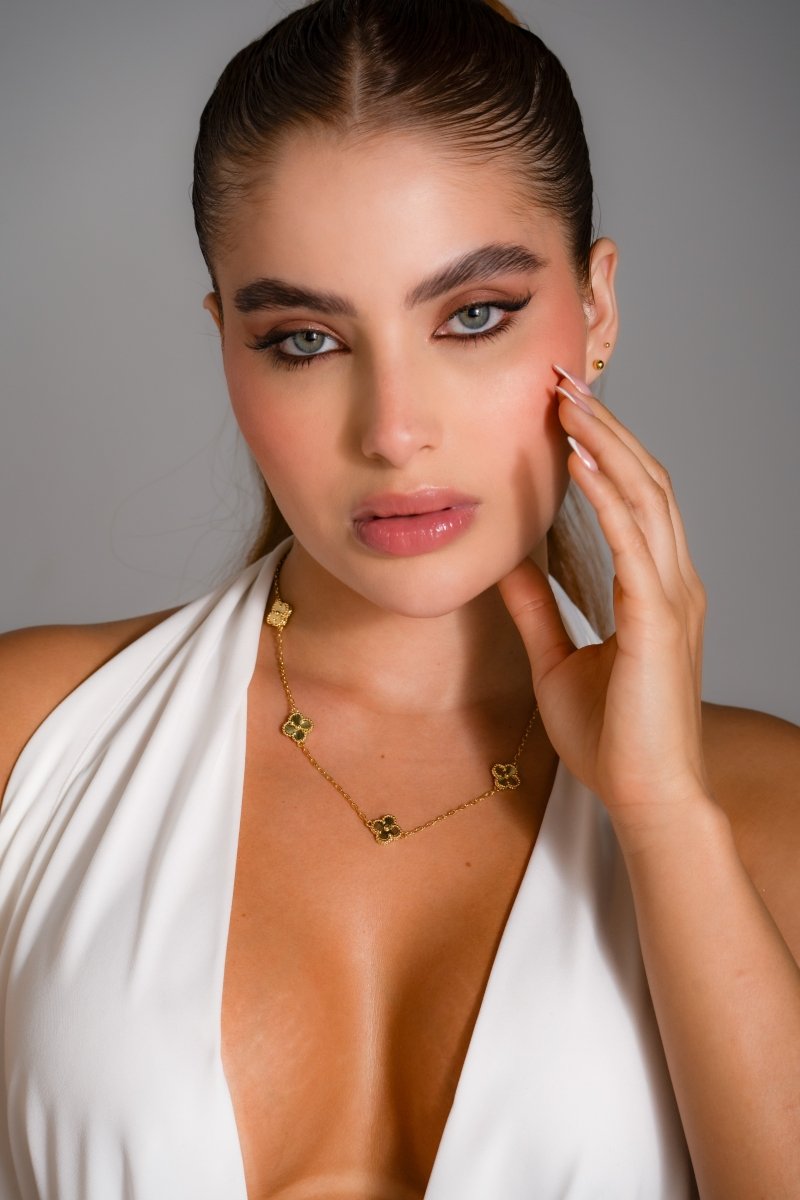 CADENA CLOVER SUN 45CM-CADENAS-JOYERIA D'ORÉ-ORO LAMINADO 18K CALI