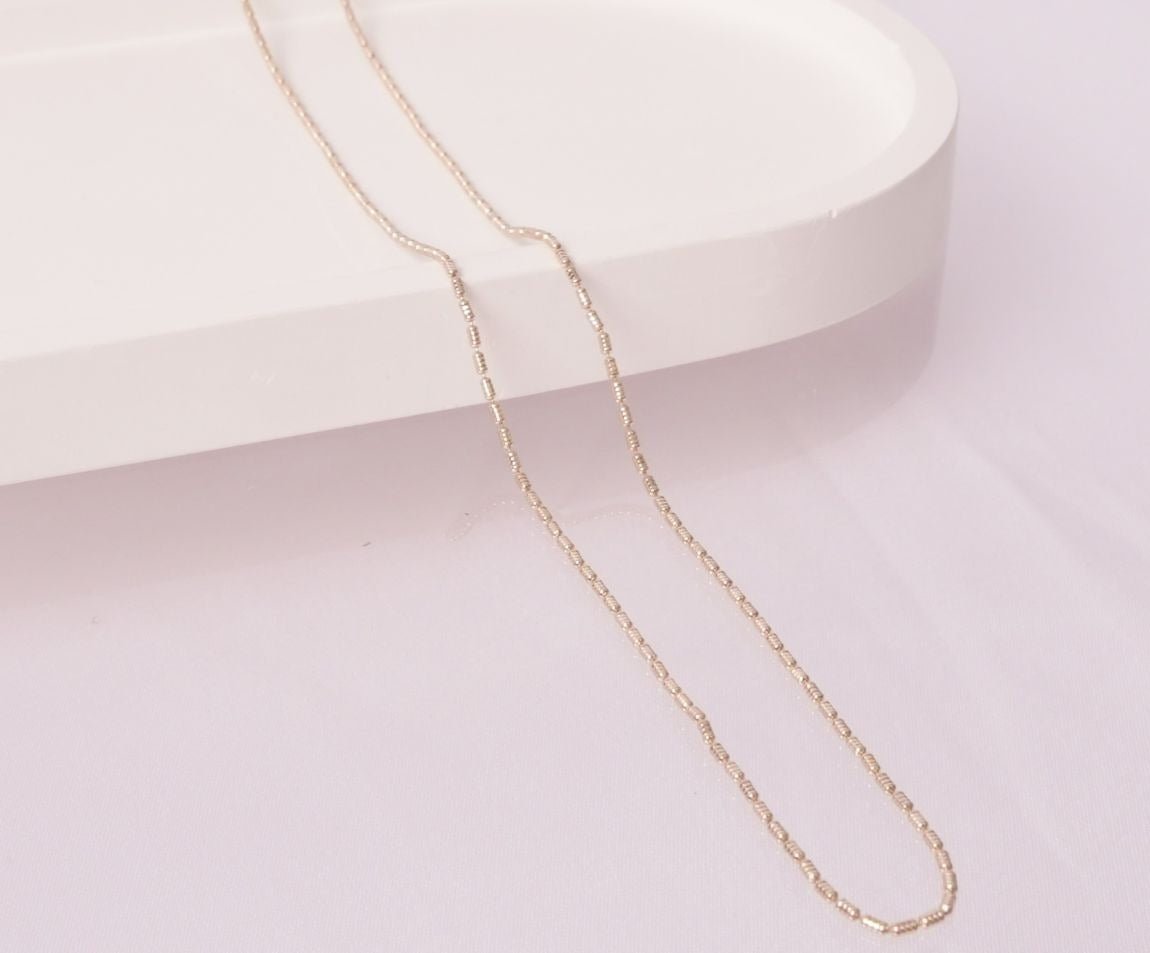 CADENA TEJIDO CILINDRO DELGADA 45CM-CADENAS-JOYERIA D'ORÉ-ORO LAMINADO 18K CALI