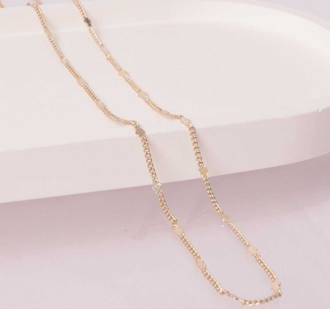 CADENA TIPO COREANA CON ESLABONES PLANOS 45CM-CADENAS-JOYERIA D'ORÉ-ORO LAMINADO 18K CALI