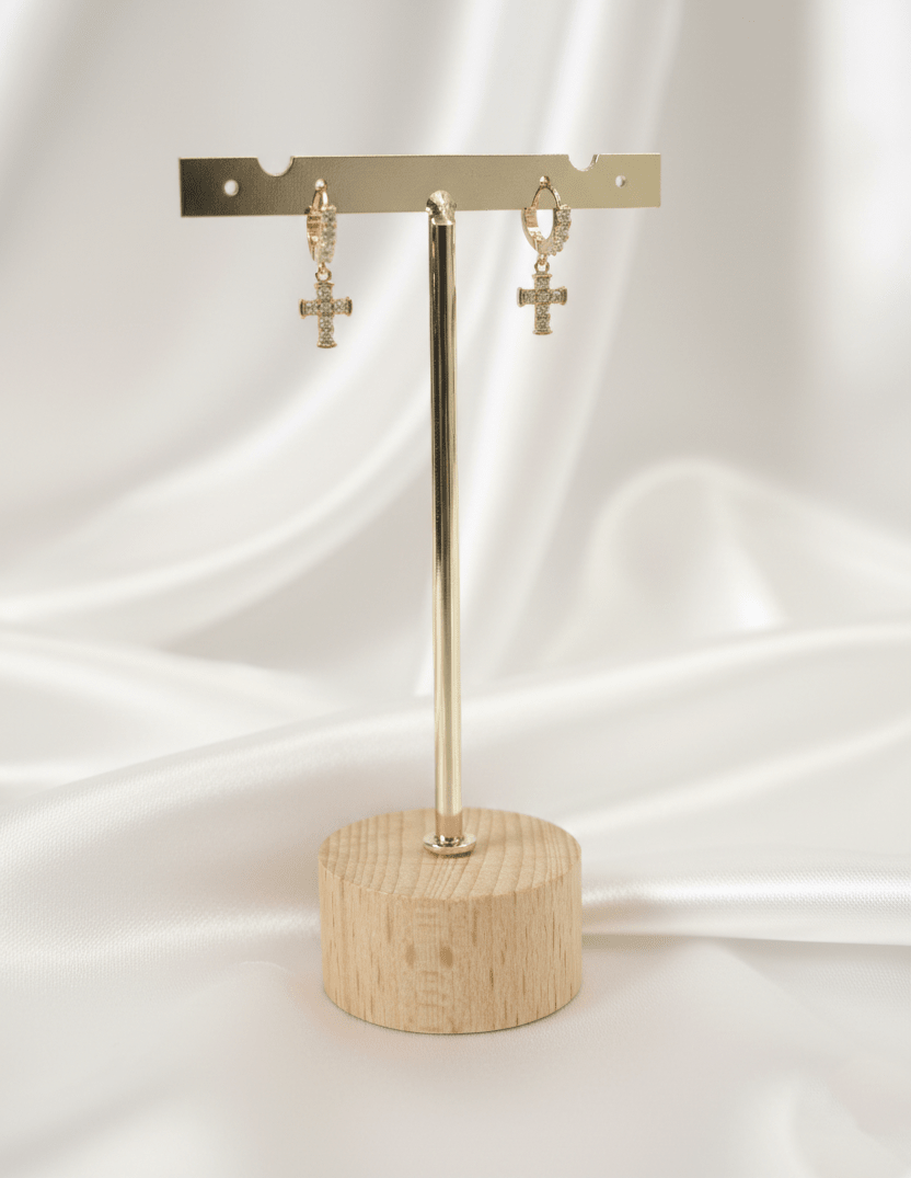 CANDONGA CON CRUZ COLGANTE-CANDONGAS-JOYERIA D'ORÉ-ORO LAMINADO 18K CALI