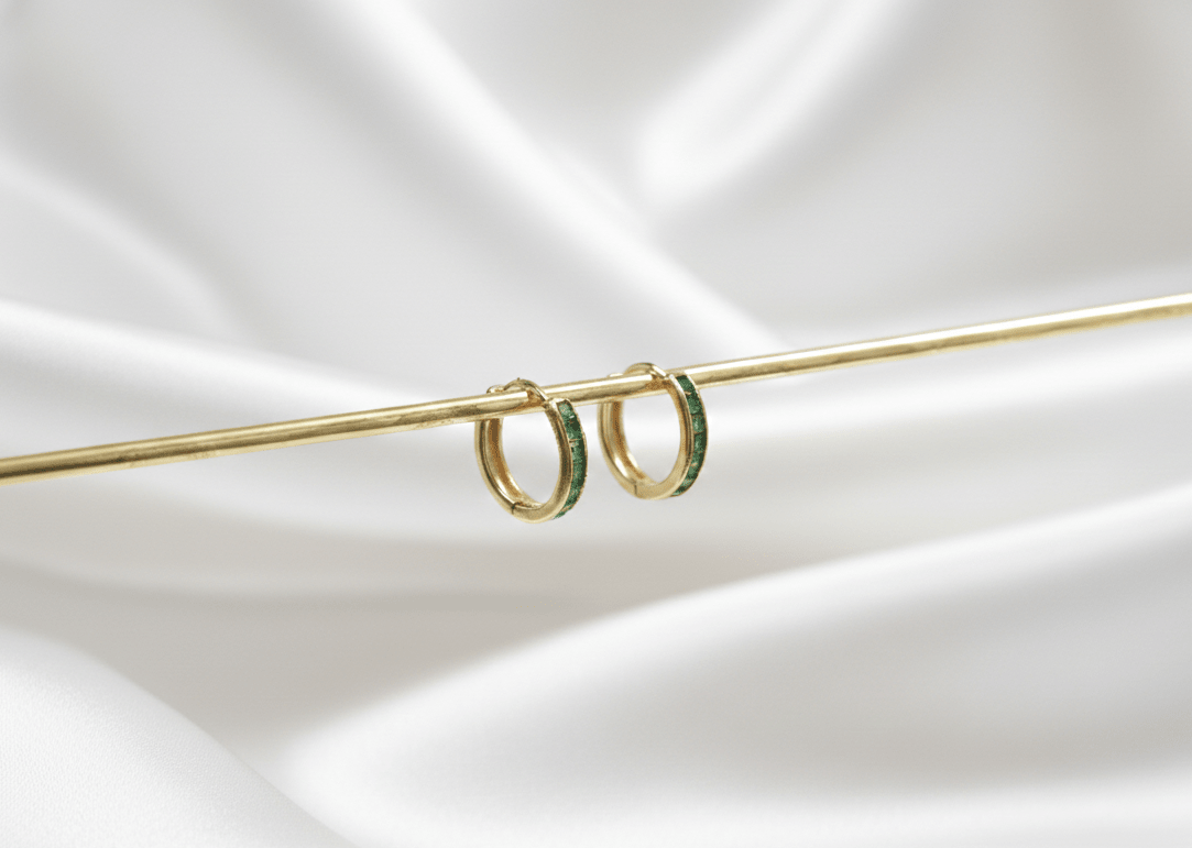 CANDONGA ZIRCONES VERDE ESMERALDA-CANDONGAS-JOYERIA D'ORÉ-ORO LAMINADO 18K CALI