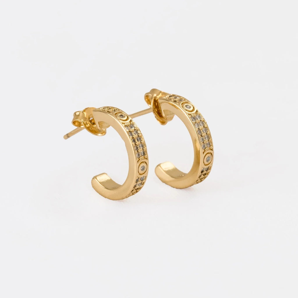CANDONGAS SEMI CRYSTAL HOOPS-CANDONGAS-JOYERIA D'ORÉ-ORO LAMINADO 18K CALI