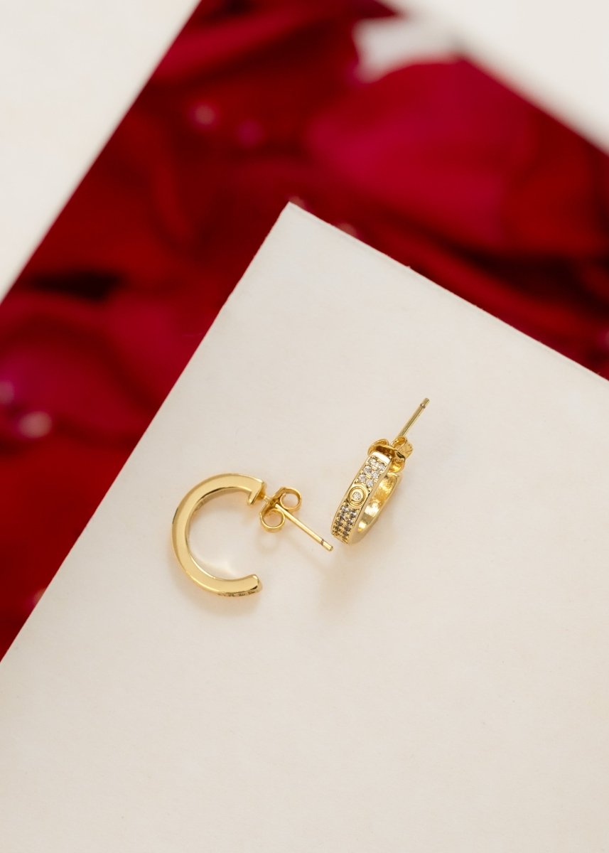 CANDONGAS SEMI CRYSTAL HOOPS-CANDONGAS-JOYERIA D'ORÉ-ORO LAMINADO 18K CALI