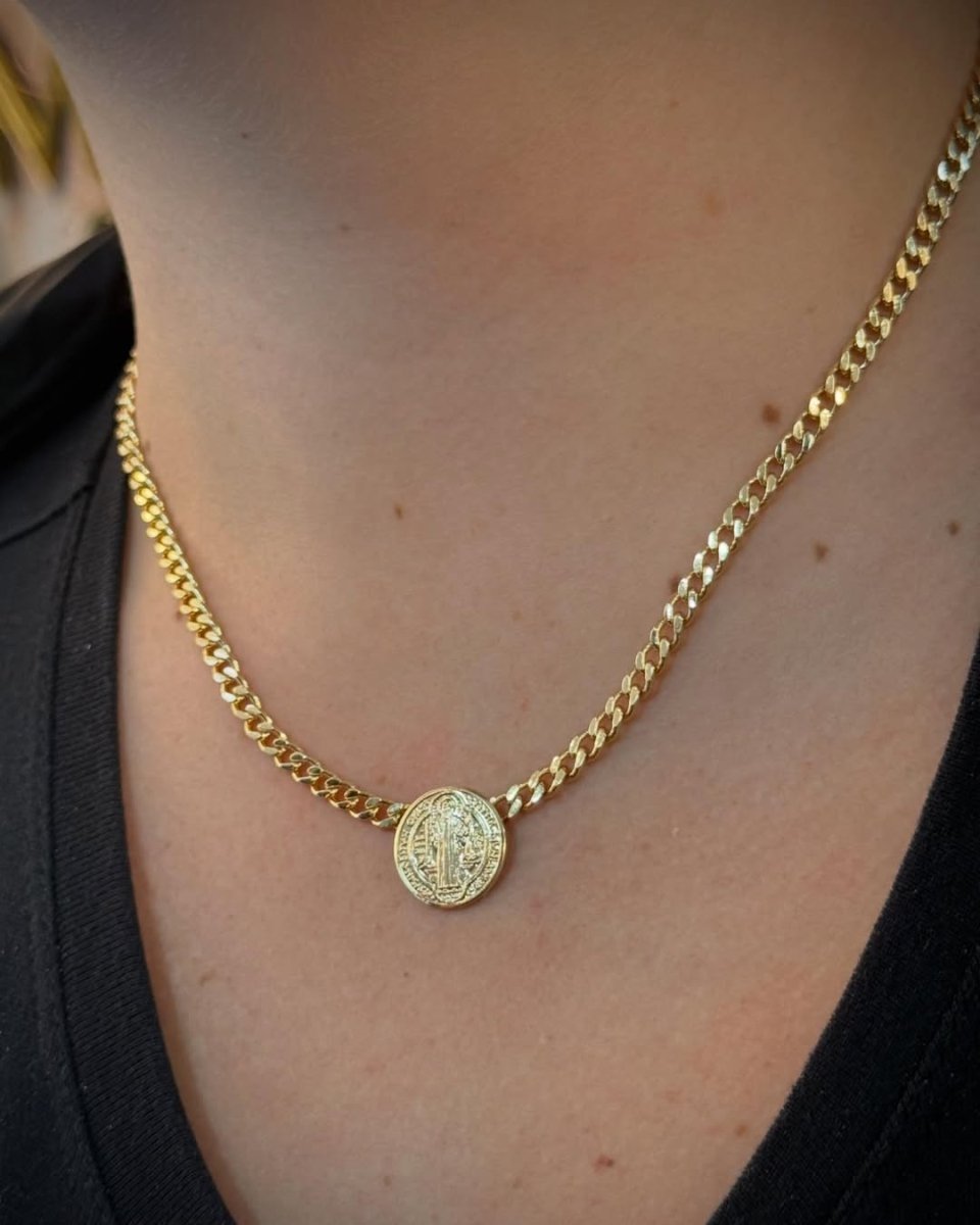 COLLAR CUBANO SAN BENITO 45CM-CADENAS-JOYERIA D'ORÉ-ORO LAMINADO 18K CALI