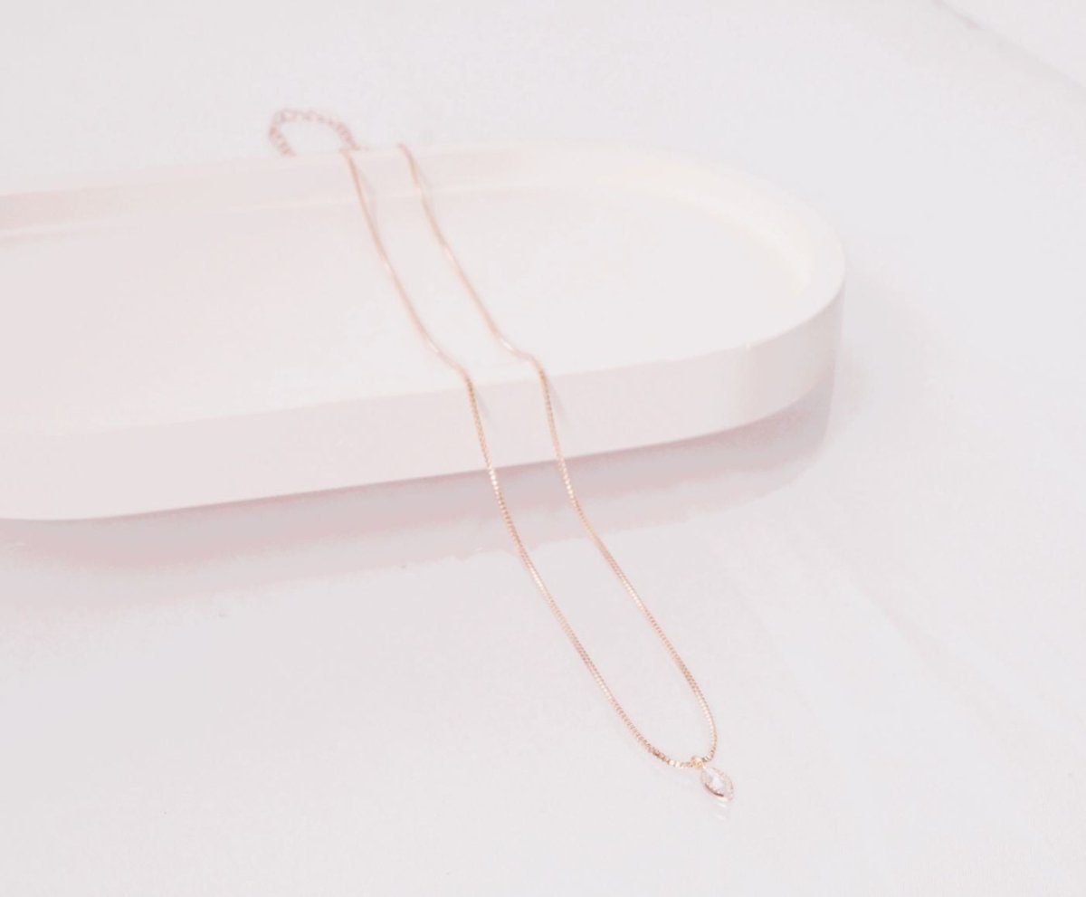 COLLAR VENECIANO CON DIJE GOTA ZIRCON 45CM + EXTENSOR-CADENAS-JOYERIA D'ORÉ-ORO LAMINADO 18K CALI