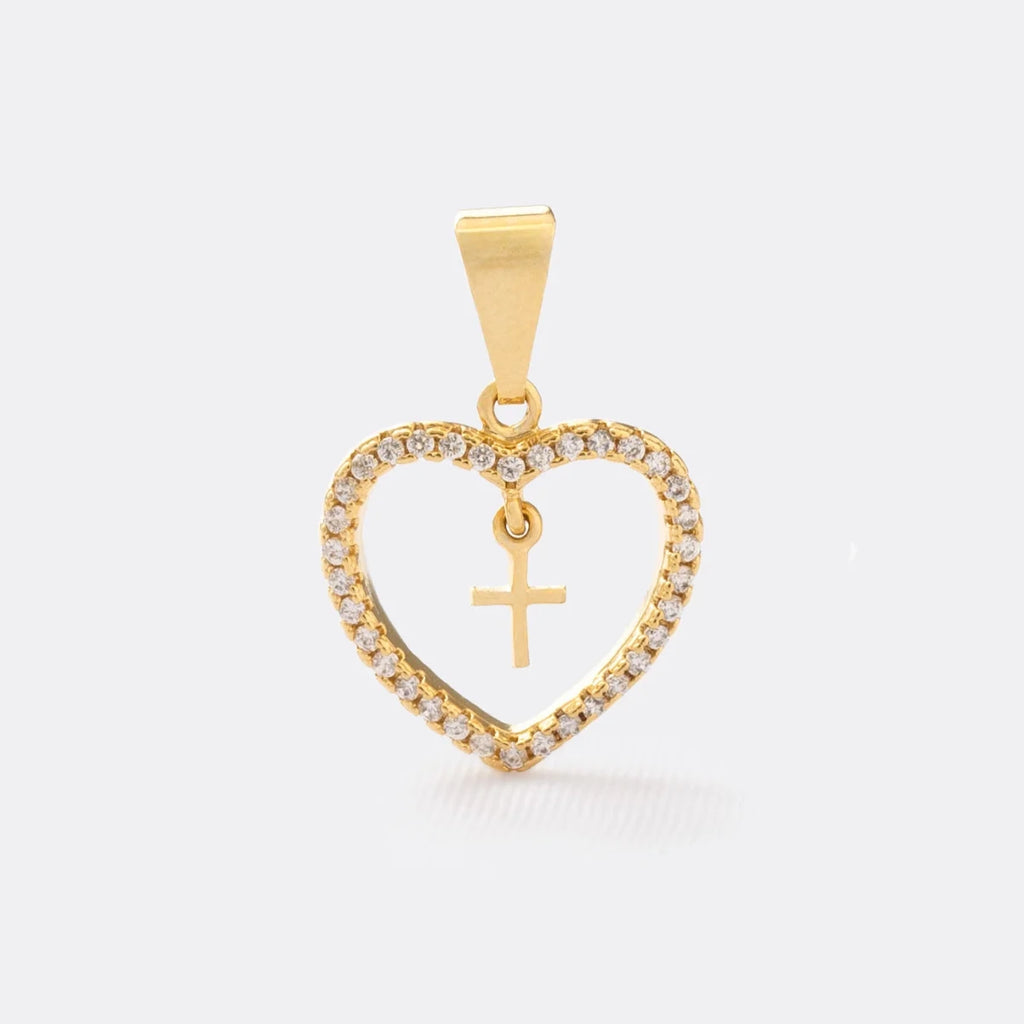 DIJE CORAZON CON CRUZ EN INTERIOR-DIJES-JOYERIA D'ORÉ-ORO LAMINADO 18K CALI