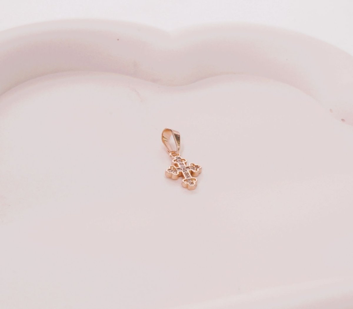 DIJE CRUZ 12 PUNTAS CON ZIRCONES BLANCOS-DIJES-JOYERIA D'ORÉ-ORO LAMINADO 18K CALI