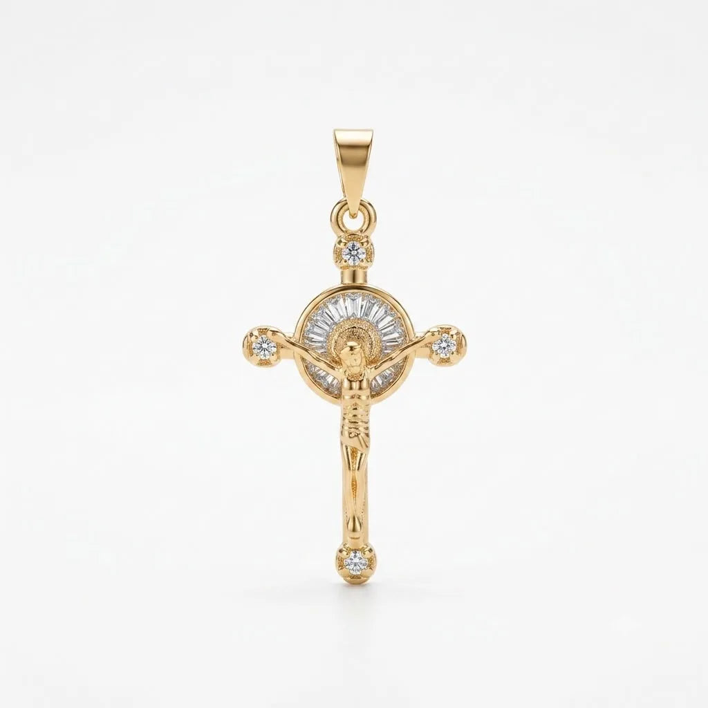 DIJE CRUZ CELESTIAL CON CIRCONES 30MM oro laminado 18k cali