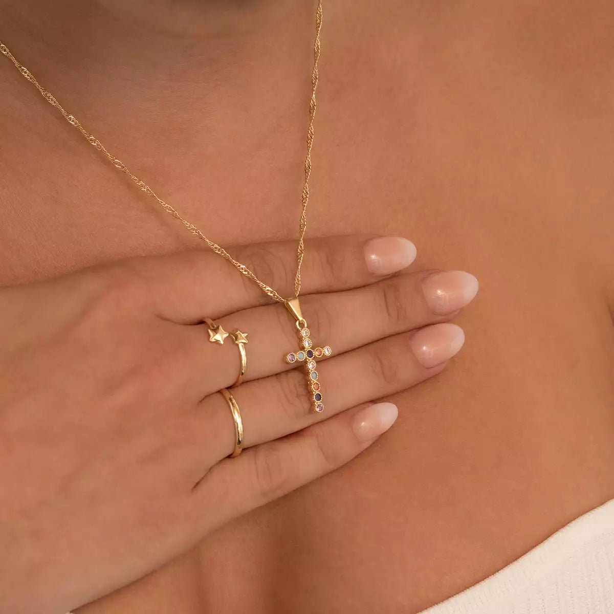 DIJE CRUZ COLORS 2.5MM-DIJES-JOYERIA D'ORÉ-ORO LAMINADO 18K CALI