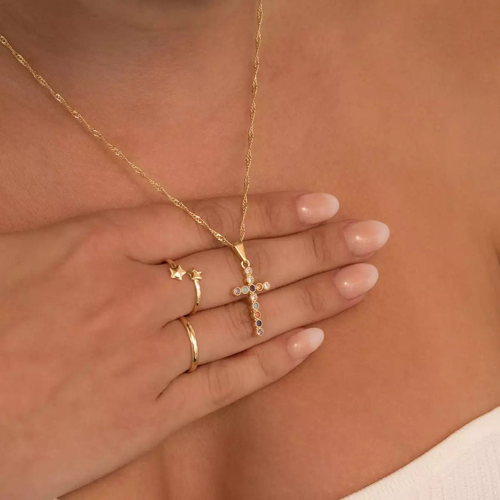 DIJE CRUZ COLORS 2.5MM-DIJES-JOYERIA D'ORÉ-ORO LAMINADO 18K CALI