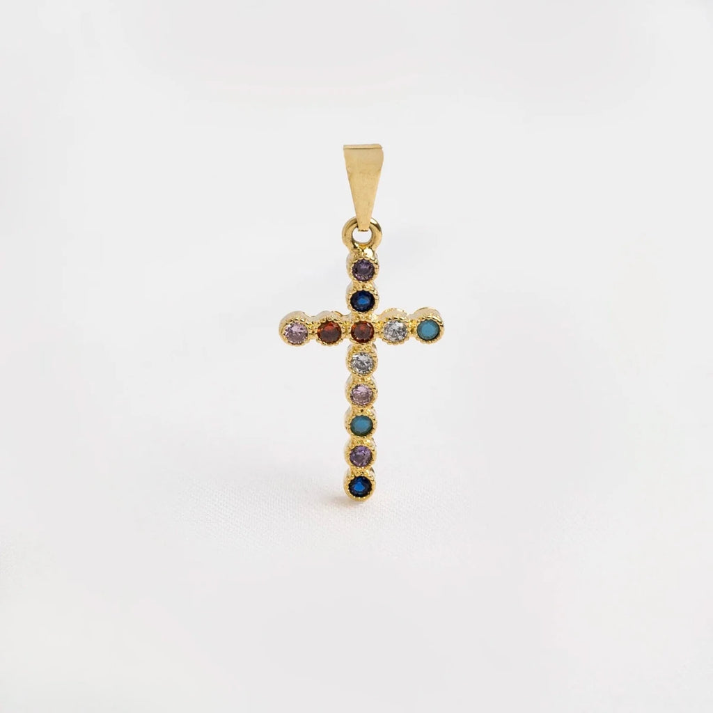 DIJE CRUZ COLORS 2.5MM-DIJES-JOYERIA D'ORÉ-ORO LAMINADO 18K CALI