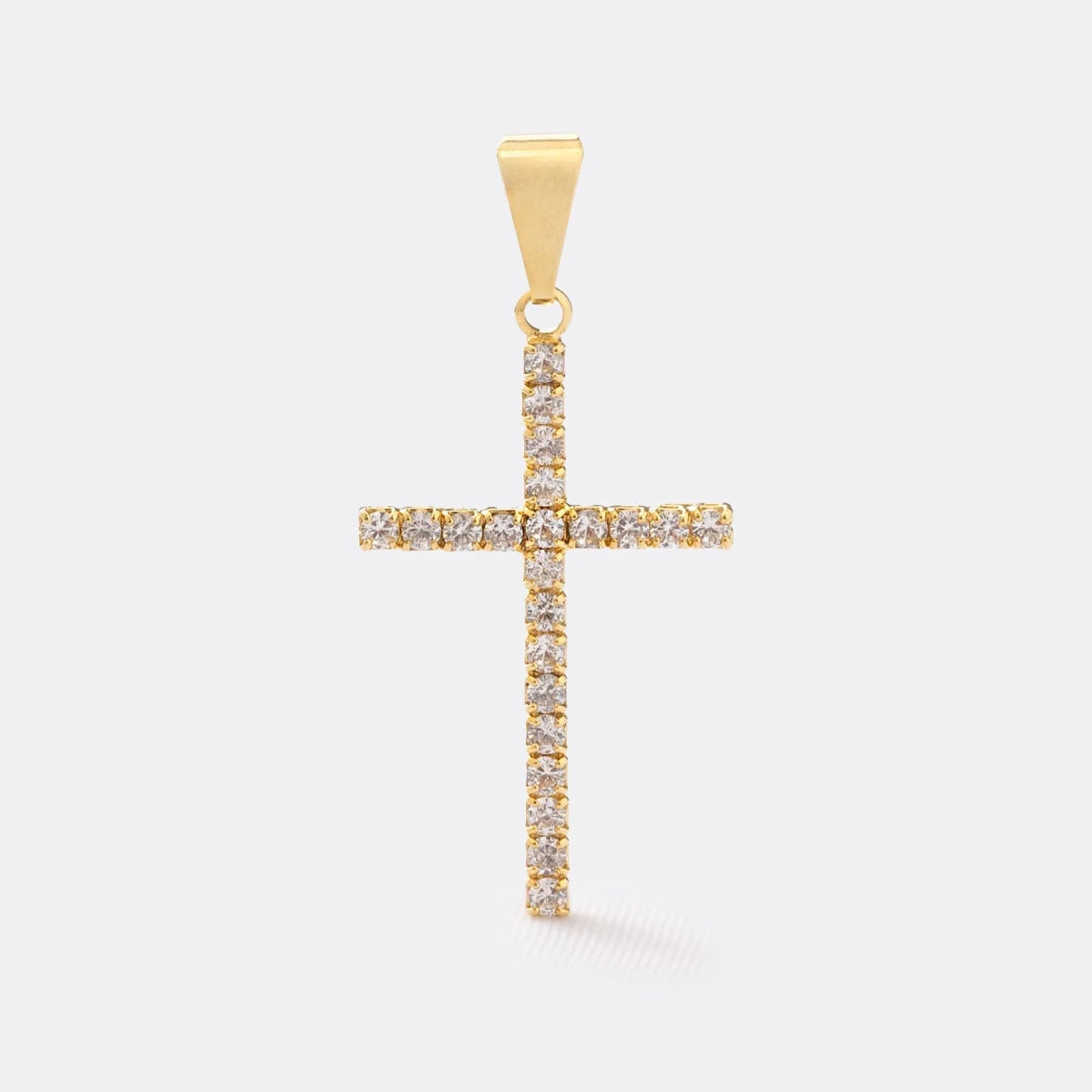 DIJE CRUZ CON CIRCONES 3CM-DIJES-JOYERIA D'ORÉ-ORO LAMINADO 18K CALI