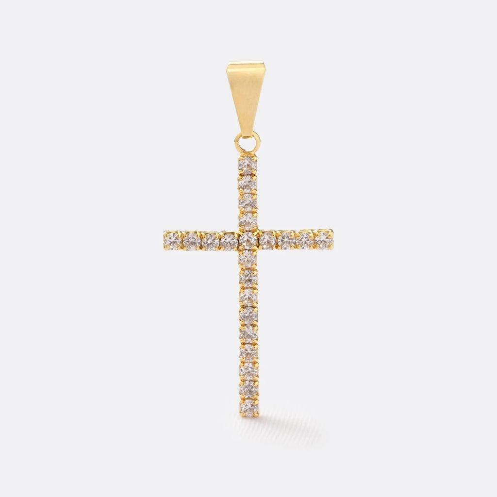 DIJE CRUZ CON CIRCONES 3CM-DIJES-JOYERIA D'ORÉ-ORO LAMINADO 18K CALI