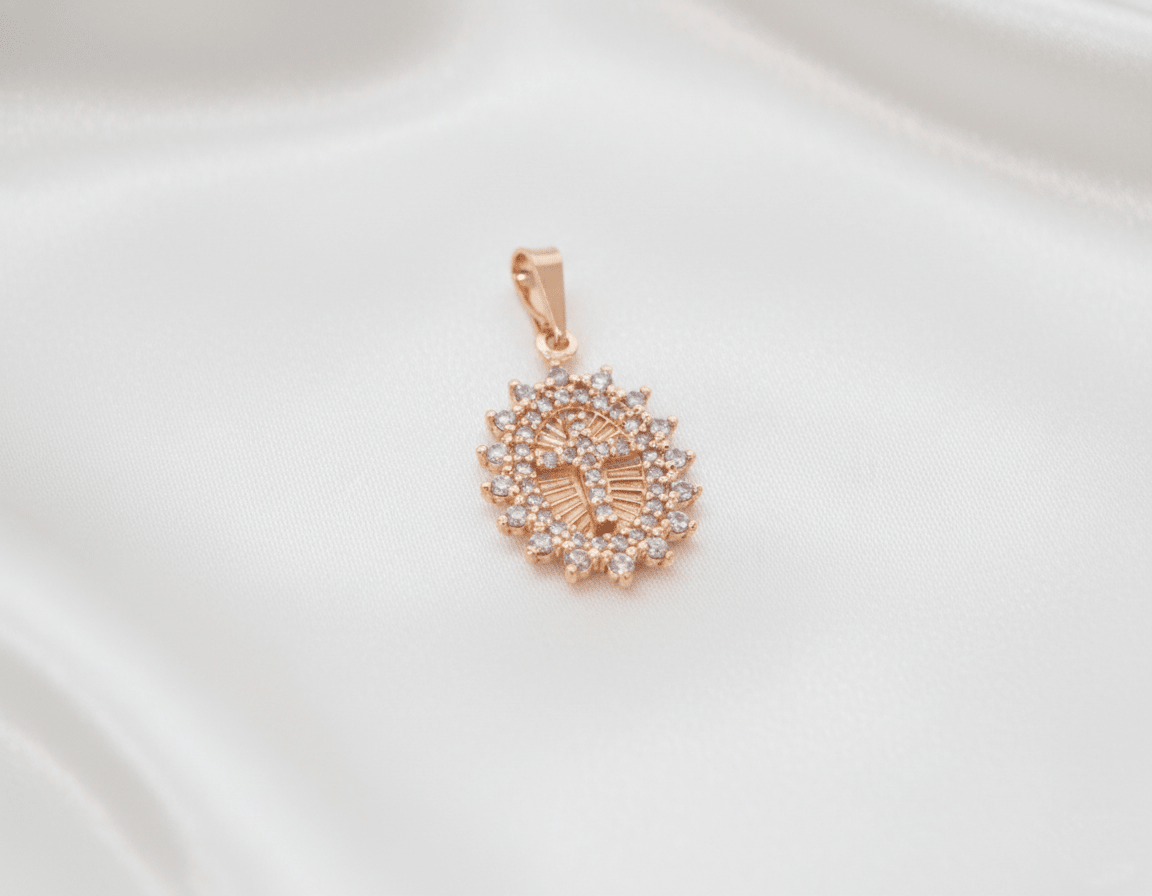 DIJE CRUZ CON REBORDE EN ZIRCONES-DIJES-JOYERIA D'ORÉ-ORO LAMINADO 18K CALI