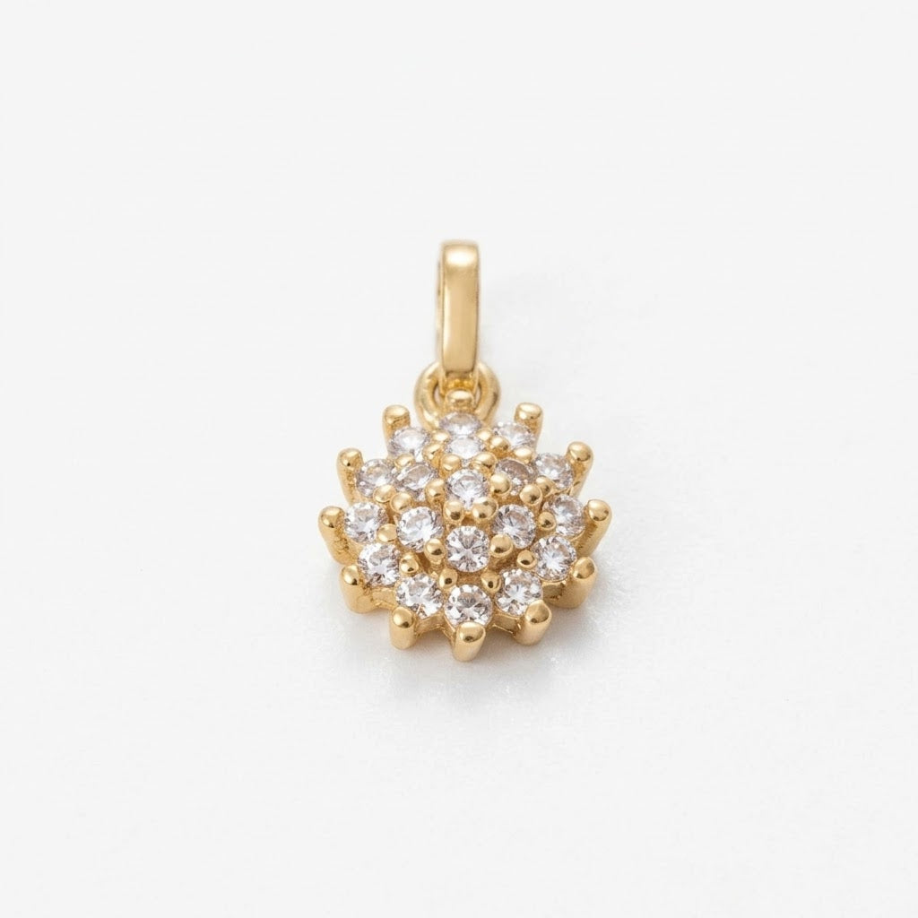 DIJE FLOR 12 ZIRCONES BLANCOS oro laminado 18k cali 2