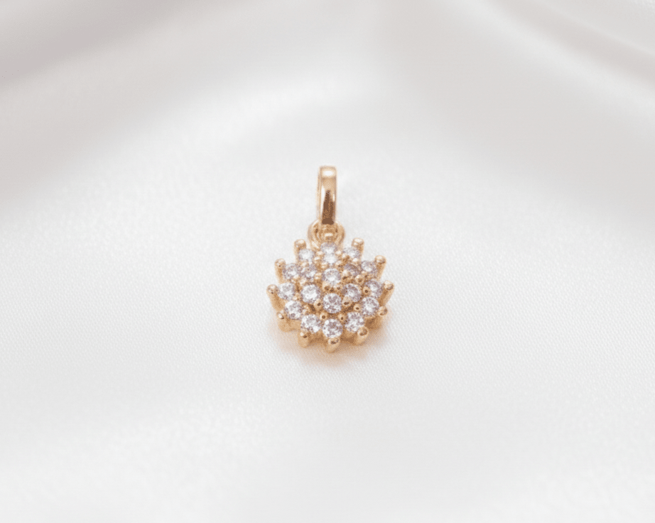 DIJE FLOR 12 ZIRCONES BLANCOS-DIJES-JOYERIA D'ORÉ-ORO LAMINADO 18K CALI