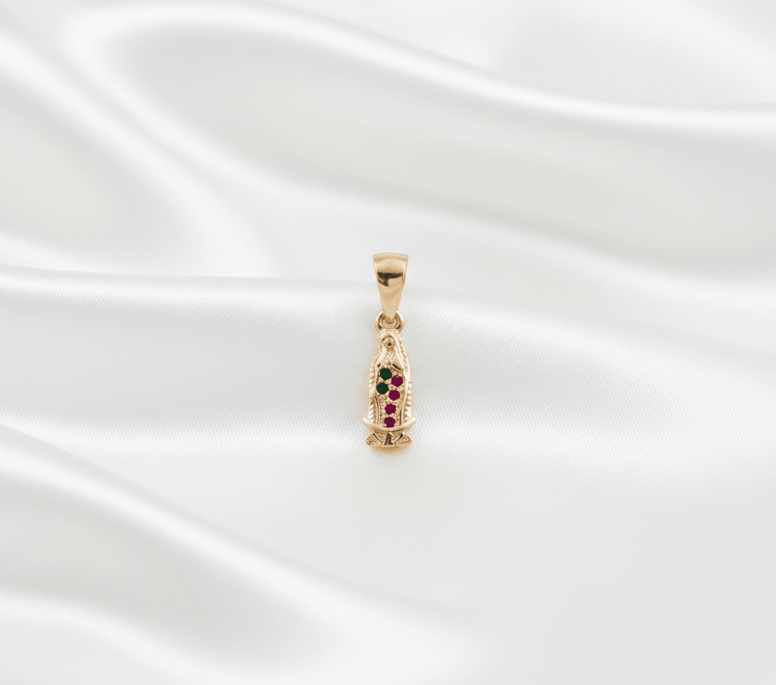 DIJE GUADALUPE CIRCONIAS COLORES-DIJES-JOYERIA D'ORÉ-ORO LAMINADO 18K CALI