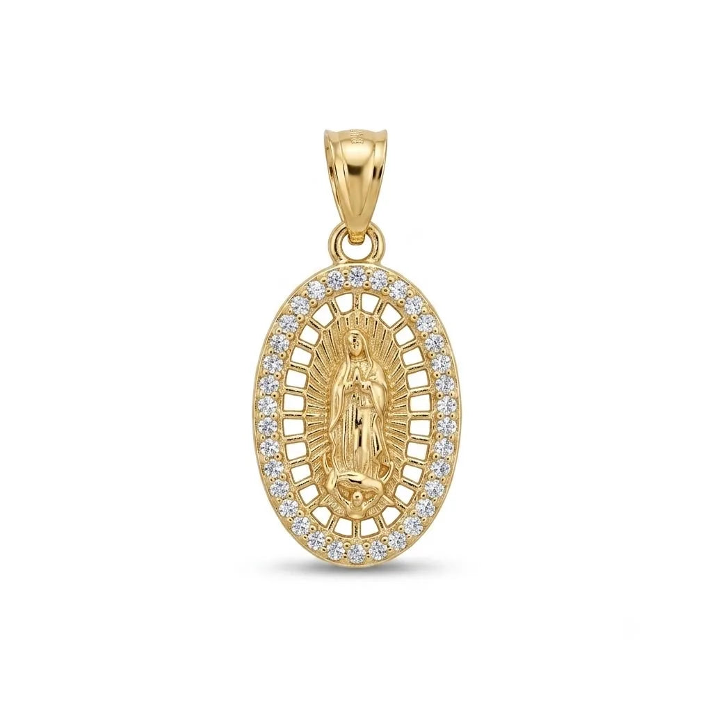 DIJE GUADALUPE SAGRADA 20MM oro laminado 18k cali