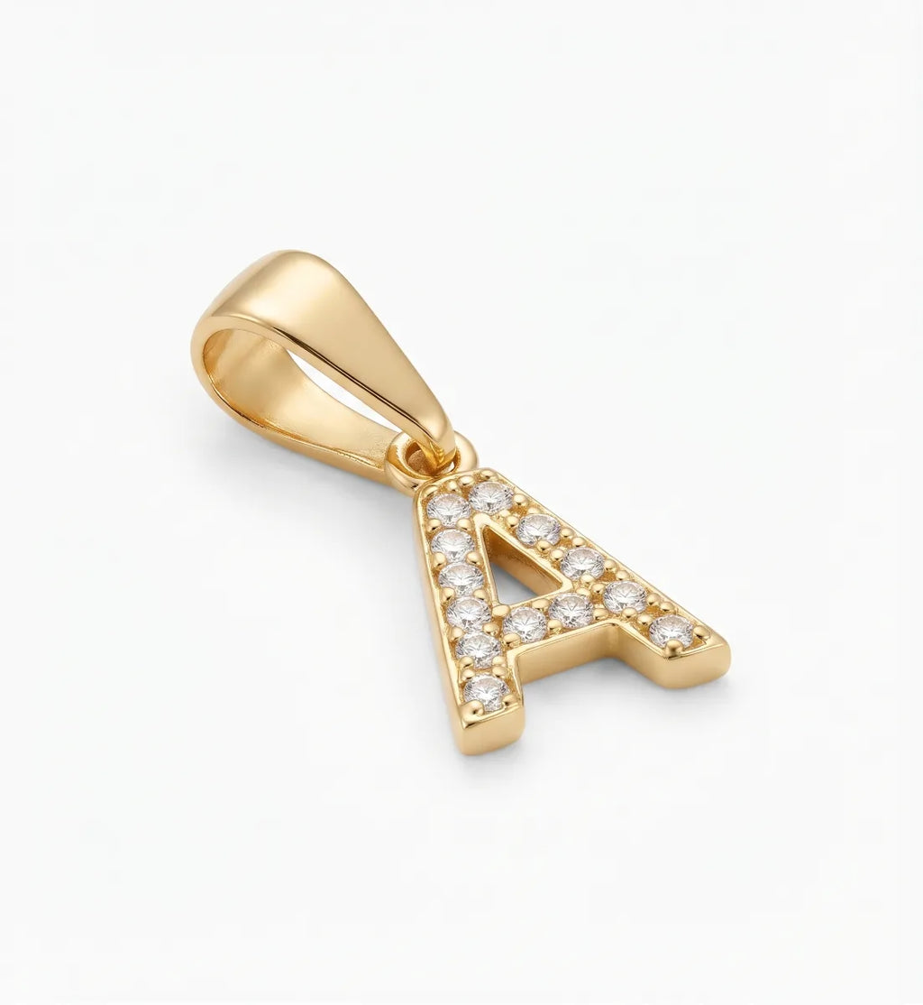 Dije letra A oro laminado 18k cali