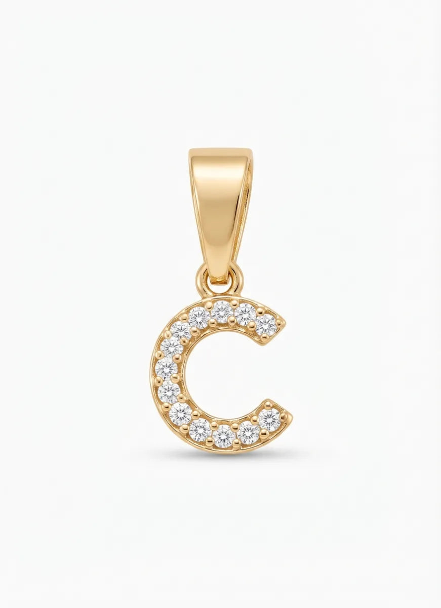 Dije letra C oro laminado 18k cali