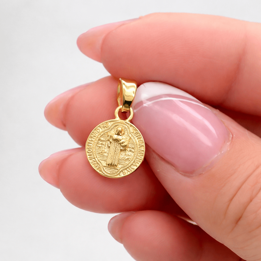 DIJE SAN BENITO 10MM-DIJES-JOYERIA D'ORÉ-ORO LAMINADO 18K CALI