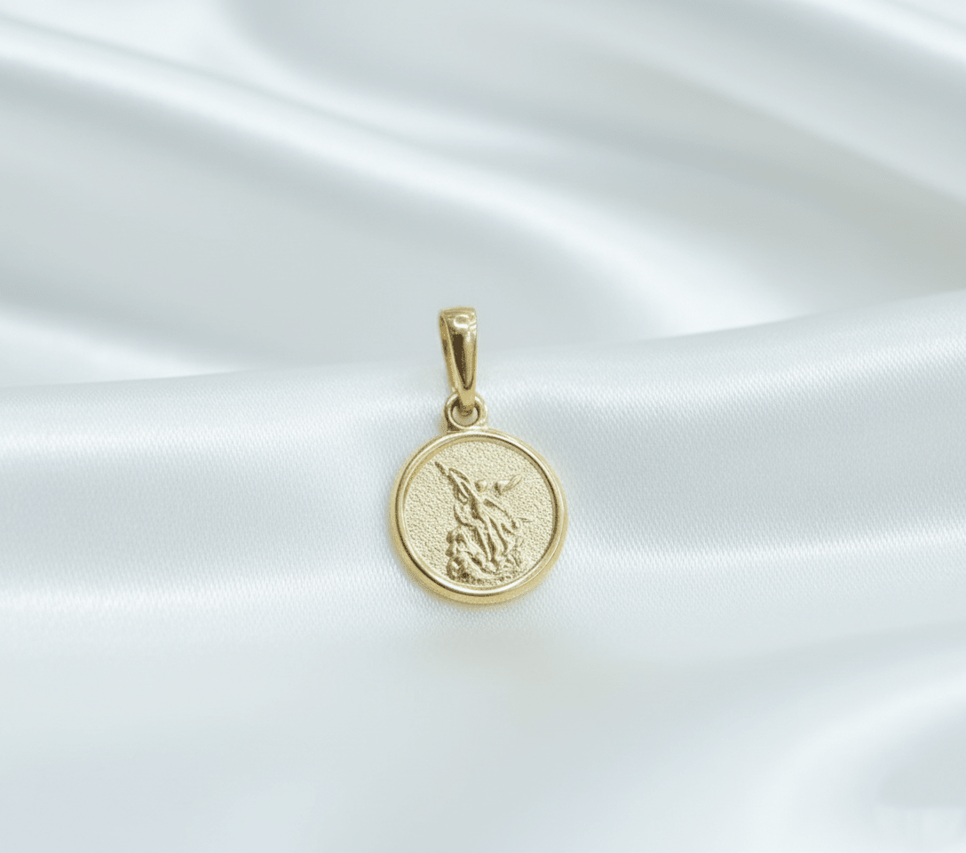 DIJE SAN MIGUEL EN PLACA 12MM-DIJES-JOYERIA D'ORÉ-ORO LAMINADO 18K CALI