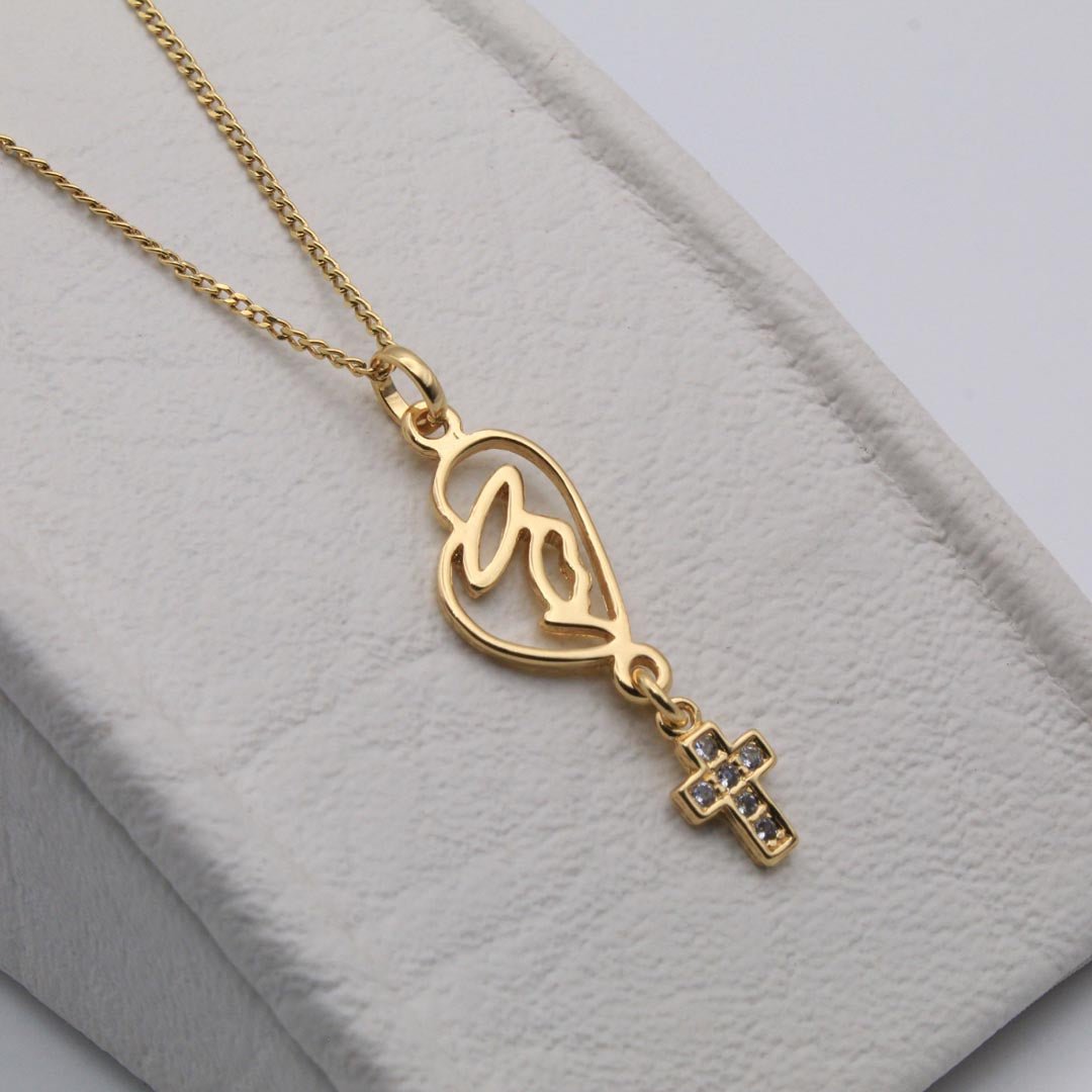 DIJE VIRGEN CARMEN CON CRUZ-DIJES-JOYERIA D'ORÉ-ORO LAMINADO 18K CALI