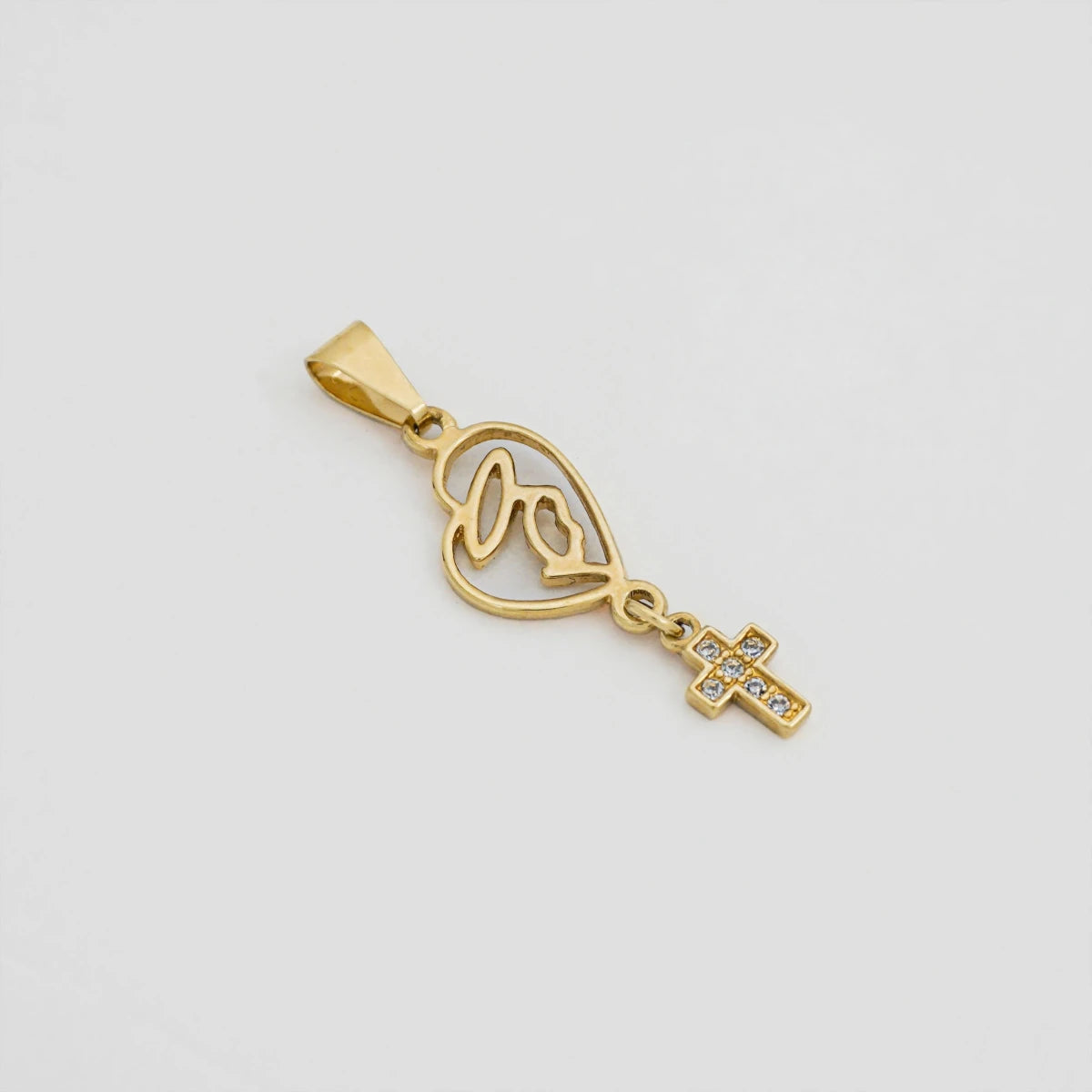 DIJE VIRGEN CARMEN CON CRUZ-DIJES-JOYERIA D'ORÉ-ORO LAMINADO 18K CALI