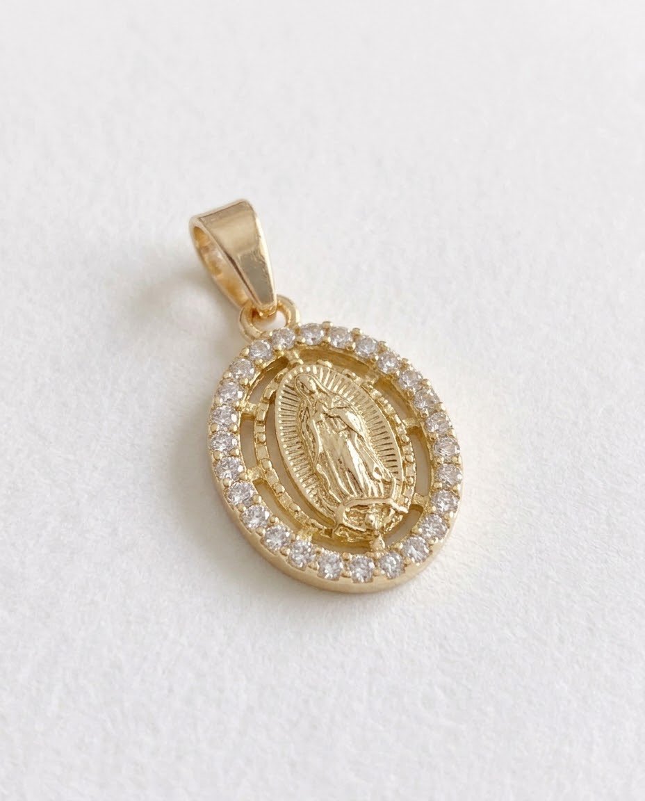DIJE VIRGEN GUADALUPE ETERNAL oro laminado 18k cali 2